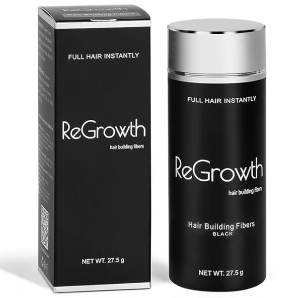 Regrowth Hair Building Fibers 27.5 gm - Hair Fibers For Thin & Fine Hair -Hair Thickening Fibers for Men & Women (Black)
